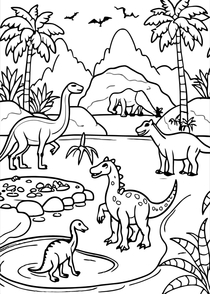 coloring book pages dinosaurs