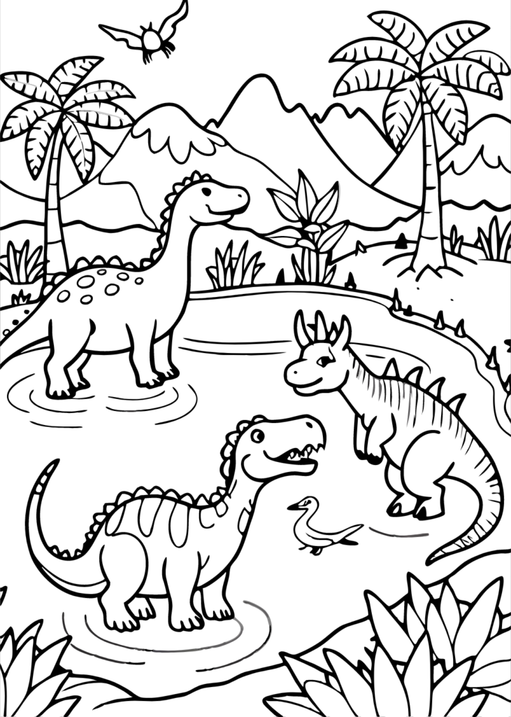 coloring book pages dinosaurs