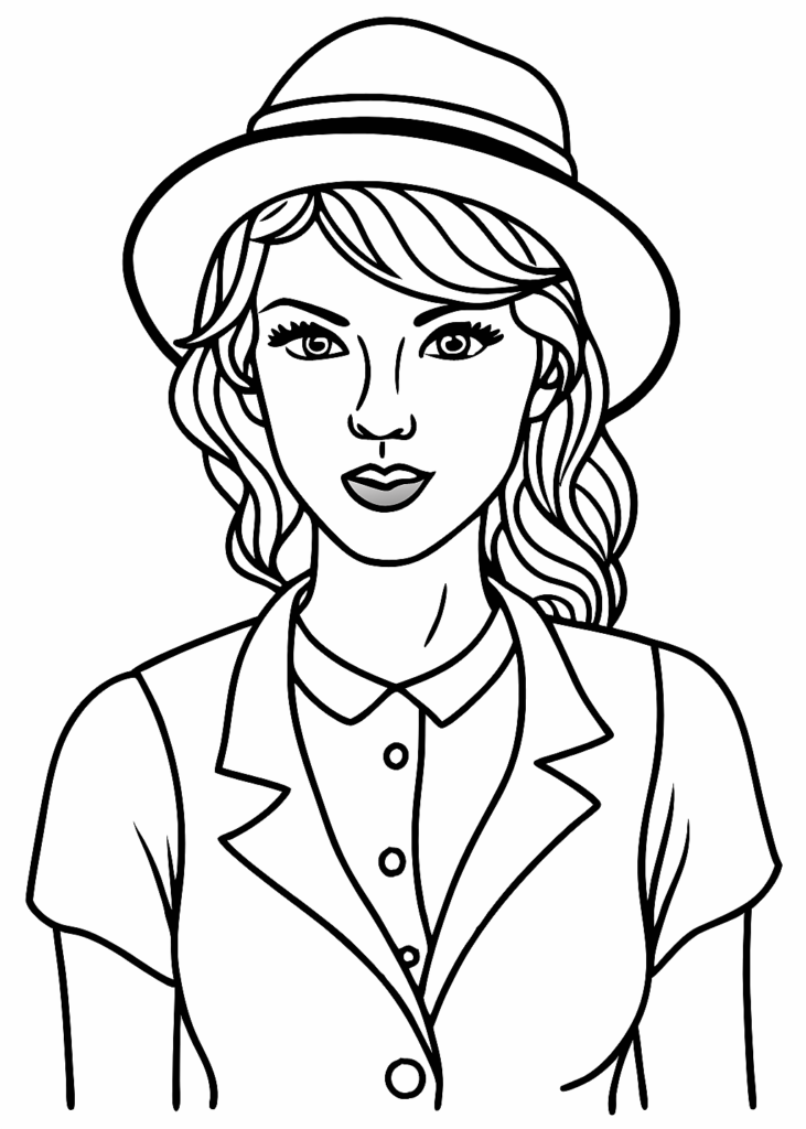 a coloring page of taylor swift