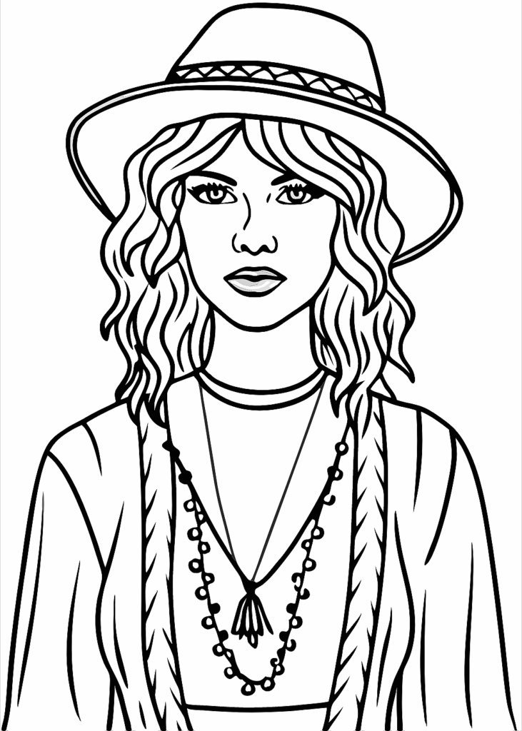 a coloring page of taylor swift