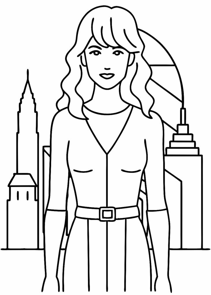 a coloring page of taylor swift