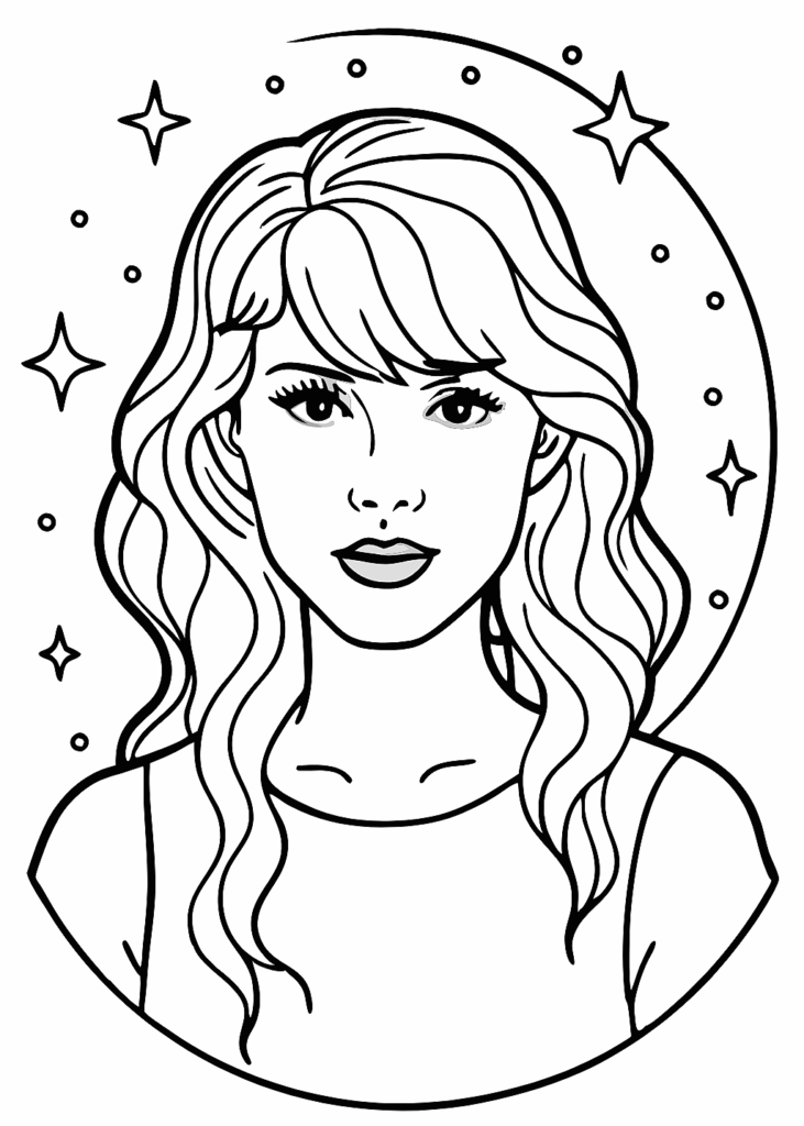 a coloring page of taylor swift