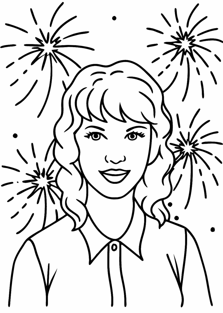 a coloring page of taylor swift